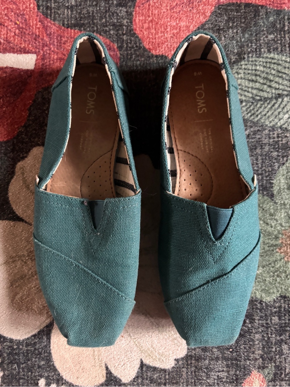 Toms Teal Canvas Slip-On Flats